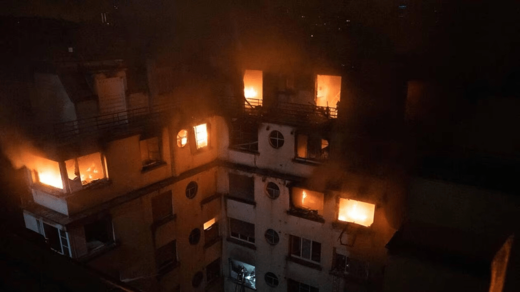 Image de l’immeuble ou se trouvait Adèle Gorgatchev pendant l’incendie du 5 février 2019