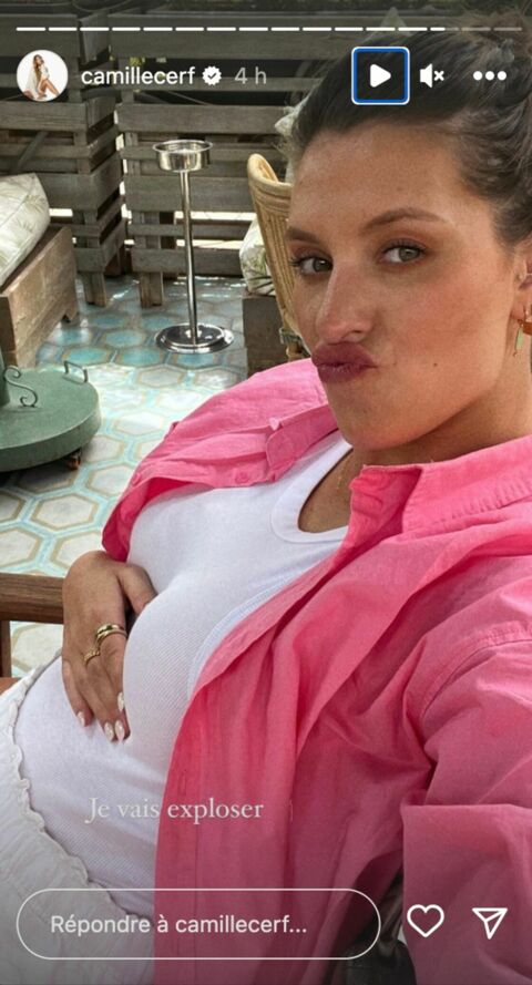 Photo du corps de Camille Cerf  enceinte postée sur sa story Instagram en 2023